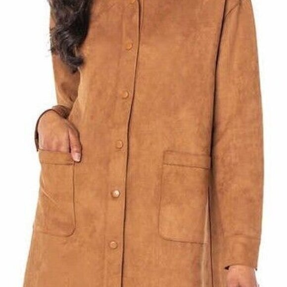 New Well Worn Women's Soft Faux Suede Shirt Jacket Size XXL Brown Longline Boho - Picture 4 of 13